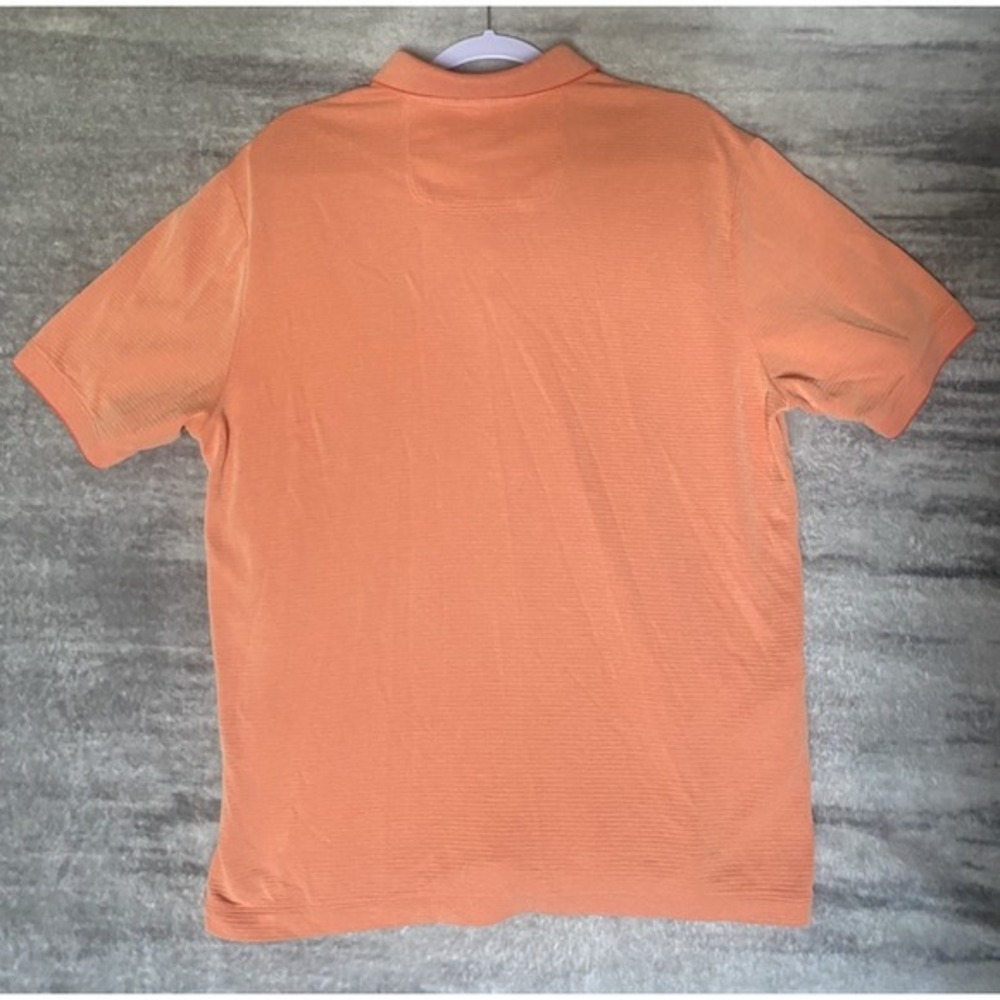 Tommy Bahama IslandZone Mens Large Orange Short Sleeve Textured Polo Shirt - Picture 5 of 5